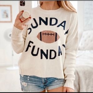 Moon and Madison cream Sunday Funday football crop top sweater size xs.  Perfect